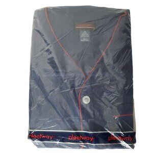 Vintage Pleetway Mens Pajamas Sz 3X Short Sleeve Shirt Shorts Set Navy Blue